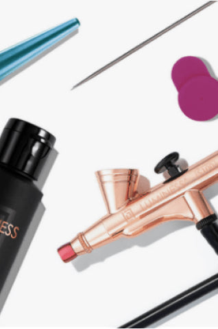 flat lay of different makeup accessories