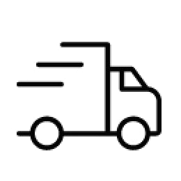 Linear black icon of a shipping truck